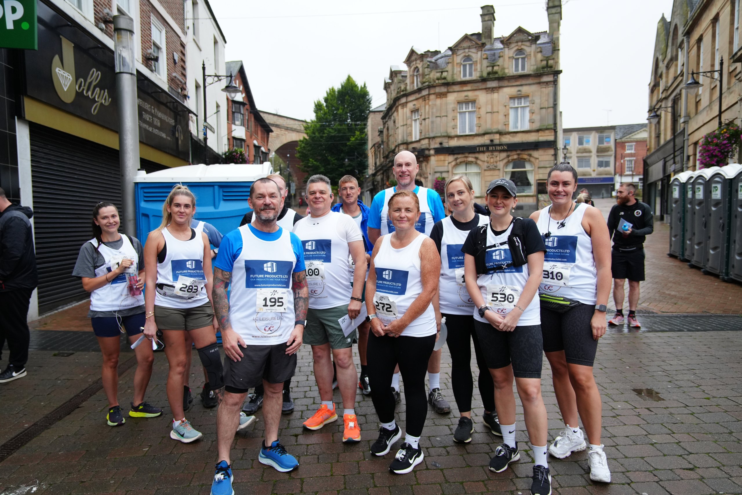 Future Products running team in Mansfield town centre at the 10k run on Sunday 8 September 2024