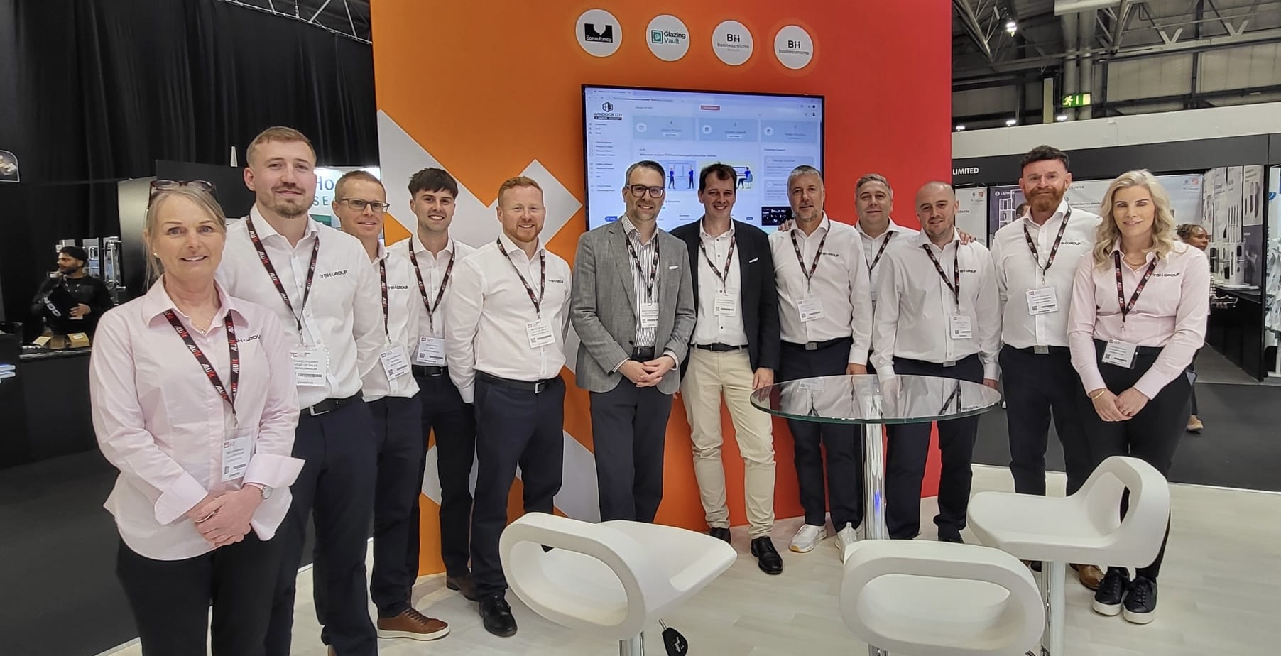 The BM Group team at FIT Show 2025 with Martin Nussbaumer from Forterro and Bernd Hillbrands from Orgadata