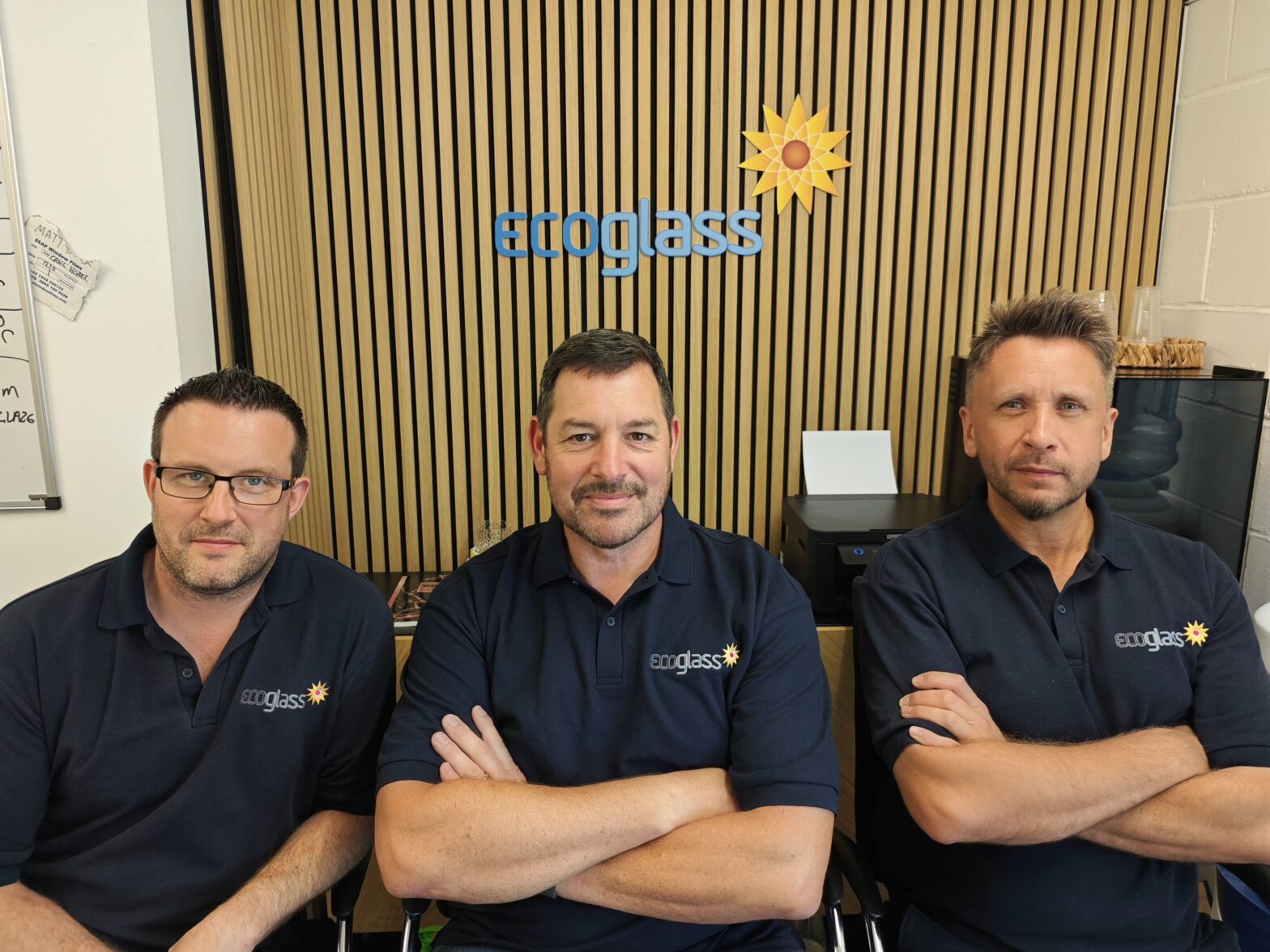 Ecoglass internal promotions Left to right: Mathew Collins, James Bishop and Craig Hopper