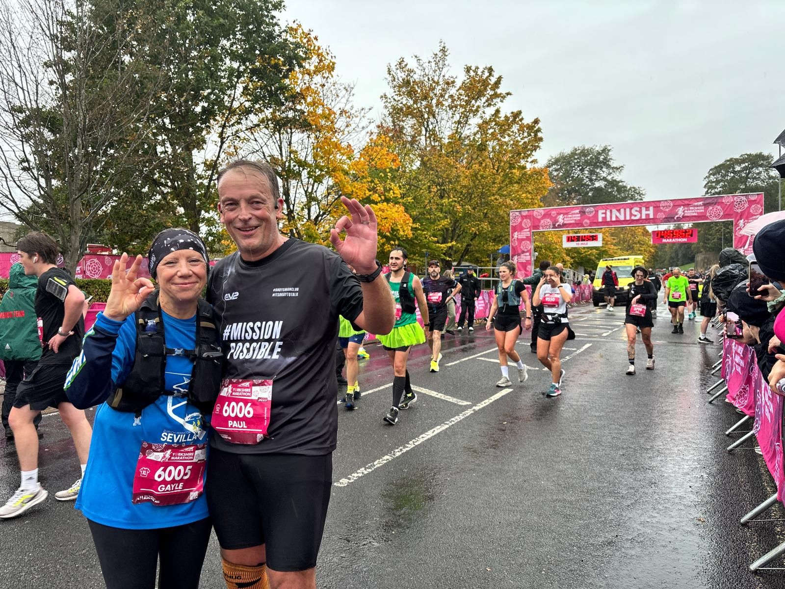 Paul Bullivant and his wife Gayle at the Yorkshire Marathon