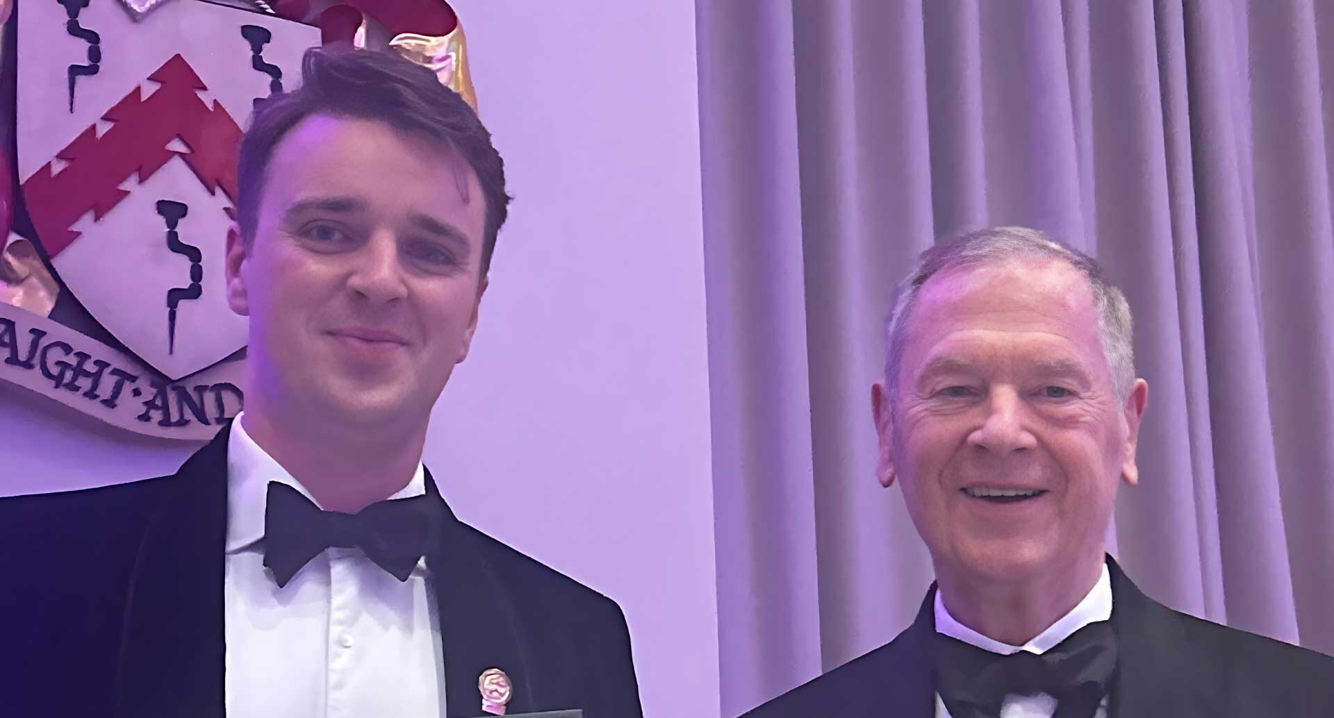 George Joyce being presented with the Graham Kirkham Award by Lord Kirkham himself